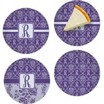 Initial Damask Set of 4 Glass Appetizer / Dessert Plate 8" (Personalized)