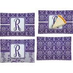 Initial Damask Set of 4 Glass Rectangular Appetizer / Dessert Plate (Personalized)