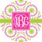 Pink & Green Suzani 1" Multipurpose Round Labels - Single Sticker