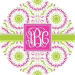 Pink & Green Suzani Multipurpose Round Labels - Custom Sized (Personalized)