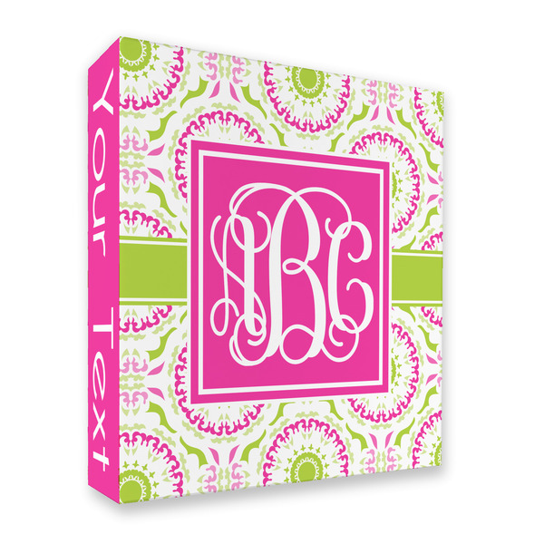 Custom Pink & Green Suzani 3 Ring Binder - Full Wrap - 2" (Personalized)