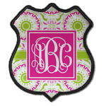 Pink & Green Suzani Iron On Shield Patch C w/ Monogram