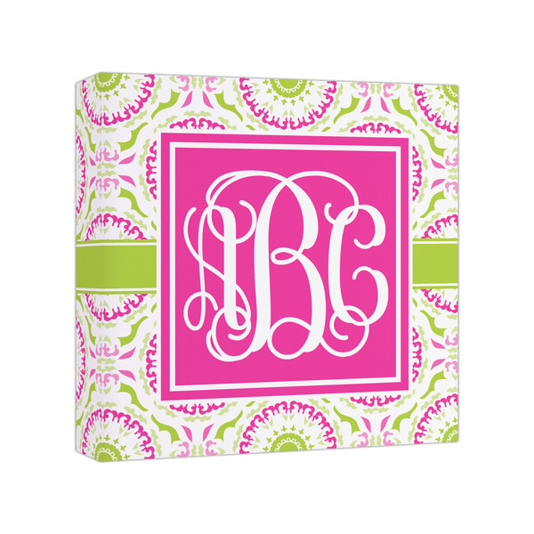 Custom Pink & Green Suzani Canvas Print - 8x8 (Personalized)