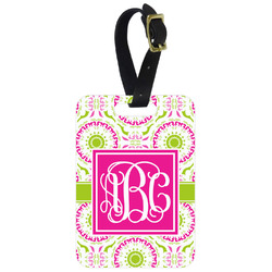 Pink & Green Suzani Metal Luggage Tag w/ Monogram