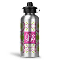 Pink & Green Suzani Water Bottle - Aluminum - 20 oz (Personalized)