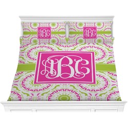 Pink & Green Suzani Comforter Set - King (Personalized)