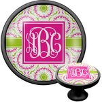 Pink & Green Suzani Cabinet Knob (Black) (Personalized)