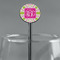 Pink & Green Suzani Black Plastic 5.5" Stir Stick - Round - Main