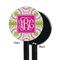 Pink & Green Suzani Black Plastic 5.5" Stir Stick - Single Sided - Round - Front & Back