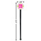 Pink & Green Suzani Black Plastic 7" Stir Stick - Round - Dimensions