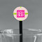 Pink & Green Suzani Black Plastic 7" Stir Stick - Round - Main