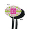 Pink & Green Suzani Black Plastic 7" Stir Stick - Single Sided - Oval - Front & Back