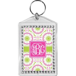 Pink & Green Suzani Bling Keychain (Personalized)
