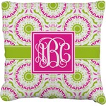 Pink & Green Suzani Faux-Linen Throw Pillow 16" (Personalized)