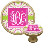 Pink & Green Suzani Cabinet Knob - Gold (Personalized)