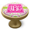 Pink & Green Suzani Cabinet Knob - Gold - Side