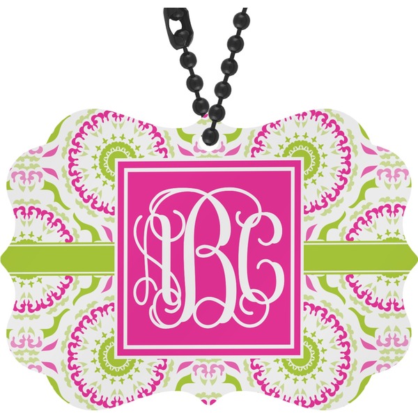 Custom Pink & Green Suzani Rear View Mirror Charm (Personalized)