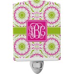 Pink & Green Suzani Ceramic Night Light (Personalized)