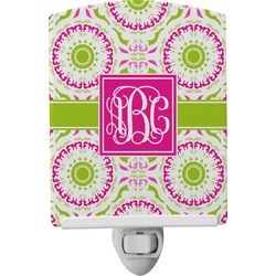 Pink & Green Suzani Ceramic Night Light (Personalized)