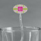 Pink & Green Suzani Clear Plastic 7" Stir Stick - Oval - Main