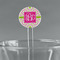 Pink & Green Suzani Clear Plastic 7" Stir Stick - Round - Main