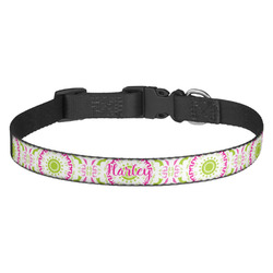 Pink & Green Suzani Dog Collar - Medium (Personalized)