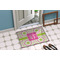 Pink & Green Suzani Door Mat Lifestyle