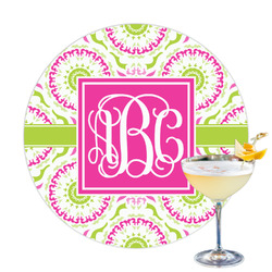 Pink & Green Suzani Printed Drink Topper - 3.25" (Personalized)