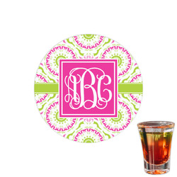 Pink & Green Suzani Printed Drink Topper - 1.5" (Personalized)