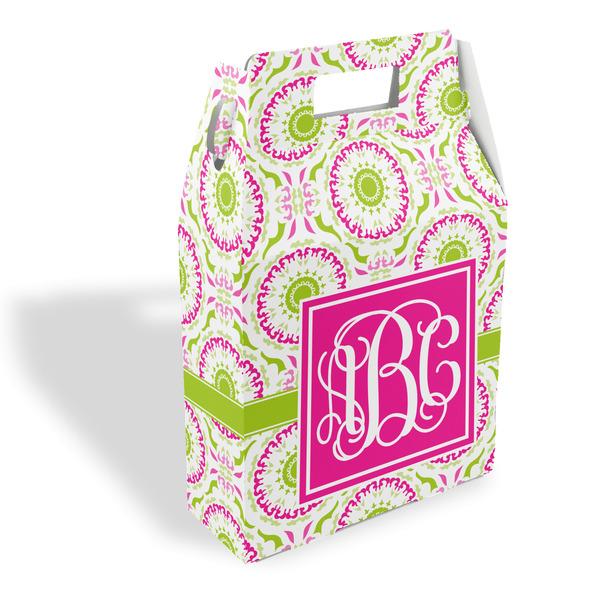 Custom Pink & Green Suzani Gable Favor Box (Personalized)