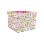 Pink & Green Suzani Gift Box with Lid - Canvas Wrapped - Small (Personalized)