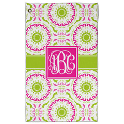 Pink & Green Suzani Golf Towel - Poly-Cotton Blend w/ Monograms