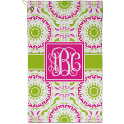 Pink & Green Suzani Golf Towel - Poly-Cotton Blend - Small w/ Monograms