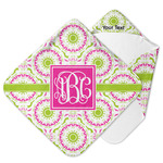 Pink & Green Suzani Hooded Baby Towel w/ Monogram