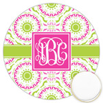 Pink & Green Suzani Printed Cookie Topper - 3.25" (Personalized)