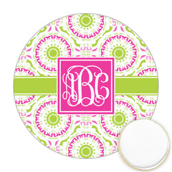 Pink & Green Suzani Printed Cookie Topper - 2.5" (Personalized)