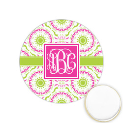 Pink & Green Suzani Printed Cookie Topper - 1.25" (Personalized)