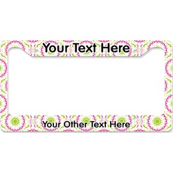 Pink & Green Suzani License Plate Frame - Style B (Personalized)