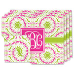 Pink & Green Suzani Linen Placemat w/ Monogram