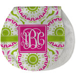 Pink & Green Suzani Burp Pad - Velour w/ Monogram