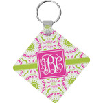 Pink & Green Suzani Diamond Plastic Keychain w/ Monogram