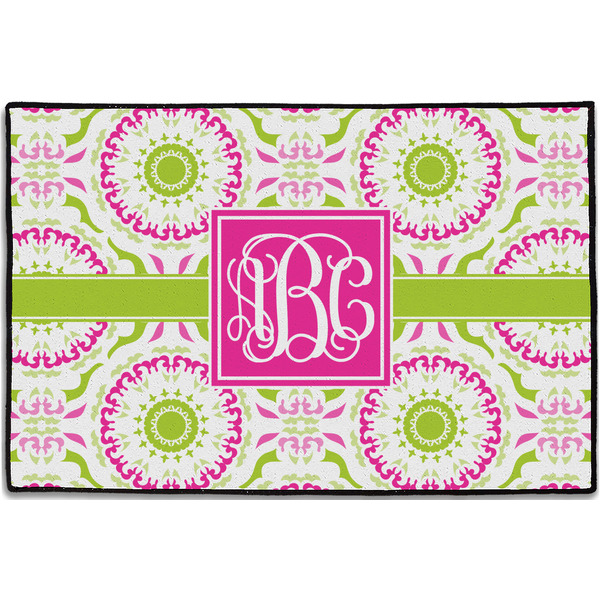 Custom Pink & Green Suzani Door Mat - 36"x24" (Personalized)