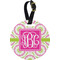 Pink & Green Suzani Personalized Round Luggage Tag