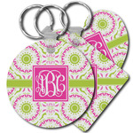 Pink & Green Suzani Plastic Keychain (Personalized)