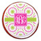 Pink & Green Suzani Printed Icing Circle - Large - On Cookie