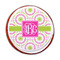 Pink & Green Suzani Printed Icing Circle - Medium - On Cookie