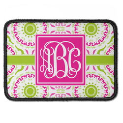 Pink & Green Suzani Iron On Rectangle Patch w/ Monogram