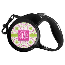 Pink & Green Suzani Retractable Dog Leash - Large (Personalized)