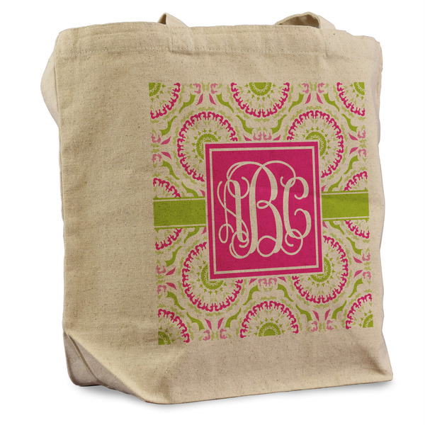 Custom Pink & Green Suzani Reusable Cotton Grocery Bag - Single (Personalized)
