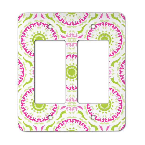 Custom Pink & Green Suzani Rocker Style Light Switch Cover - Two Switch